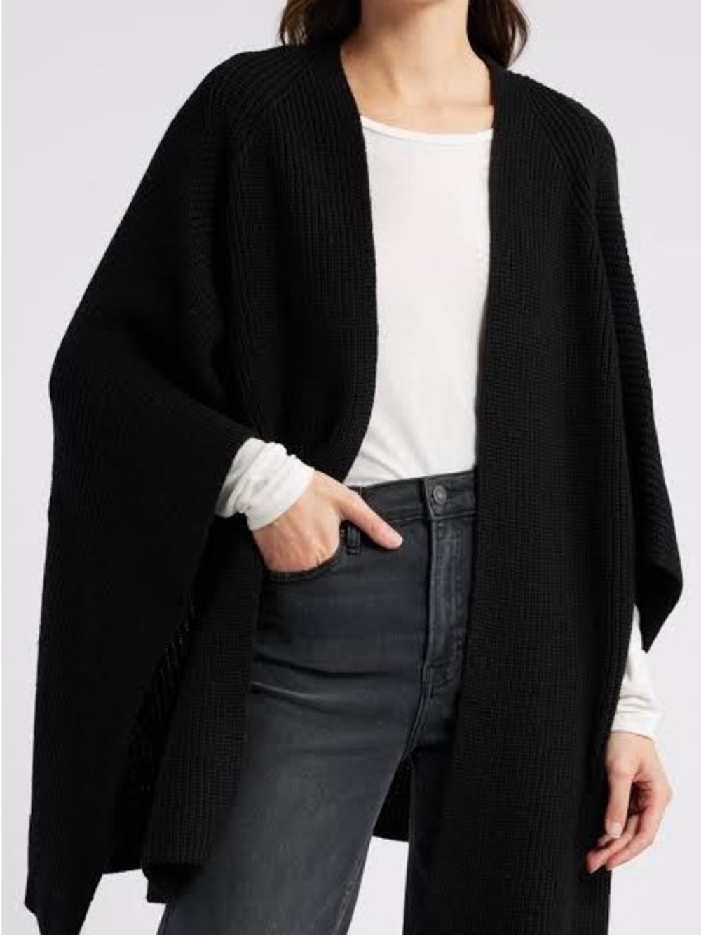 NWT All Saints Black Rib Knit Travelling Ruana
